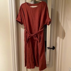 Not Perfect Linen Maxi Redwood Dress